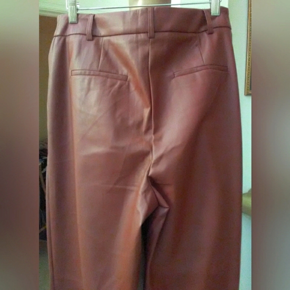 BNWT BEAUTIFUL HOUSE OF HARLOW FAUX LEATHER DRESS PANT MED. BROWN SZ. 8 SOFTEST! - Picture 7 of 8